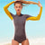 Print Floral One Piece Swimsuit Long Sleeve Swimwear