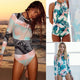 Print Floral One Piece Swimsuit Long Sleeve Swimwear