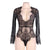 Bodysuit Long Lace Sleeve Plus Size Transparent Lace Bodysuit