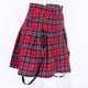 A Line Skirts Zipper Pleated Plaid School  Mini Skirt Strap