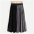 Black Color Block Pleated Long Skirt For Women Casual