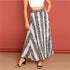Multicolor Color Block Floral Long Flared Skirt Casual