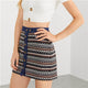Multicolor Button Front Argyle Print Skirt Casual Workwear