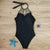 Women One Piece Swimwear Black Backless Bodysuit