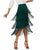 Green Tiered Fringe Pencil Office Vintage Elegant Midi Skirt