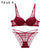 Super Gather Fashion Black Underwear Women Bra Set Push Up Brassiere Cotton Thick Deep V Sexy Bras Lace Lingerie Sets Embroidery