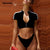 Sexy Sport Bikini Black Thong High Leg Cut Bikini Set Bathing Suit
