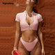 Sexy Sport Bikini Black Thong High Leg Cut Bikini Set Bathing Suit