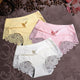 Women Ice Silk Panties Seamless Briefs Set Sexy Lace Underwear Low Waist Patchwork Lingerie Underpants 3pcs/lot #F