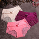 Women Ice Silk Panties Seamless Briefs Set Sexy Lace Underwear Low Waist Patchwork Lingerie Underpants 3pcs/lot #F