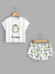Cartoon Avocado Print Tee And Shorts Set