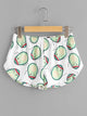 Cartoon Avocado Print Tee And Shorts Set
