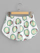 Cartoon Avocado Print Tee And Shorts Set