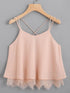 Lace Hem Criss Cross Back Strappy Top