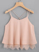 Lace Hem Criss Cross Back Strappy Top