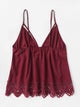 Scallop Lace Trim Strappy Plunge Cami Top