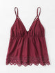 Scallop Lace Trim Strappy Plunge Cami Top