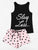 Letter Print Top & Drawstring Waist Shorts PJ Set