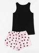 Letter Print Top & Drawstring Waist Shorts PJ Set