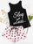 Letter Print Top & Drawstring Waist Shorts PJ Set