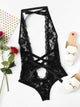 Low Back Criss Cross Floral Lace Teddy Bodysuit