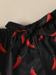 Letter Print Top & Drawstring Waist Shorts PJ Set