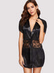Contrast Lace Robe With Thong