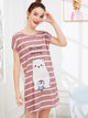 Bear Print Striped Night Dress