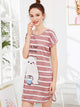 Bear Print Striped Night Dress