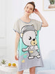 Bear Print Striped Night Dress