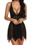 Contrast Lace Asymmetrical Slips With Thong