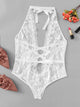 Low Back Criss Cross Floral Lace Teddy Bodysuit