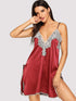 Contrast Lace Split Side Cami Dress With Panty