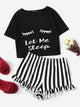 Graphic Tee & Frilled Striped Shorts PJ Set