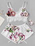 Lace Trim Floral Lingerie Set