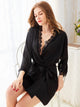Eyelash Lace Self Belted Robe