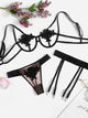 Appliques Strappy Garter Lingerie Set