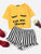Graphic Tee & Frilled Striped Shorts PJ Set