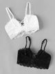 Scalloped Trim Floral Lace Bra Set 2pack