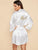 Letter Embroidered Self Belted Satin Bride Robe
