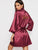 Letter Embroidered Self Belted Satin Bride Robe