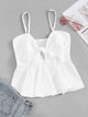 Tie Front Shirred Peplum Cami Top