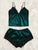 Contrast Lace Satin Pajama Set