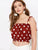 Frill Trim Crop Top With Tie Strappy