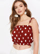Frill Trim Crop Top With Tie Strappy