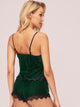 Contrast Lace Velvet Cami Pajama Set