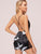 Crane Print Lace Insert Satin Cami Romper