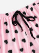Slogan Tee & Heart Print Drawstring Waist Shorts PJ Set