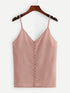 Solid Button Detail Chiffon Cami Top