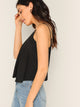 V Neck Solid Strappy Top